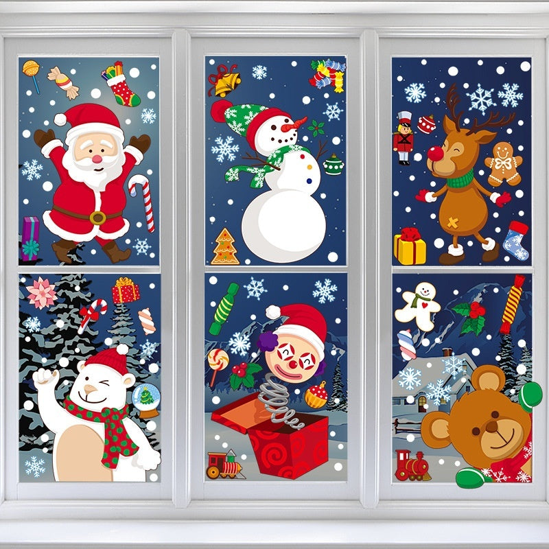 Christmas Decorations Snowman Elk Window Stickers