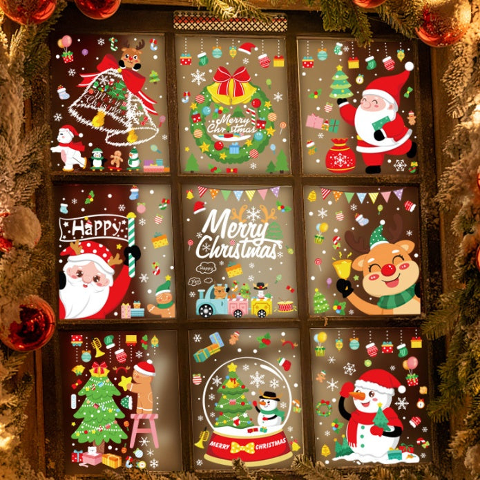 Christmas Decorations Snowman Elk Window Stickers