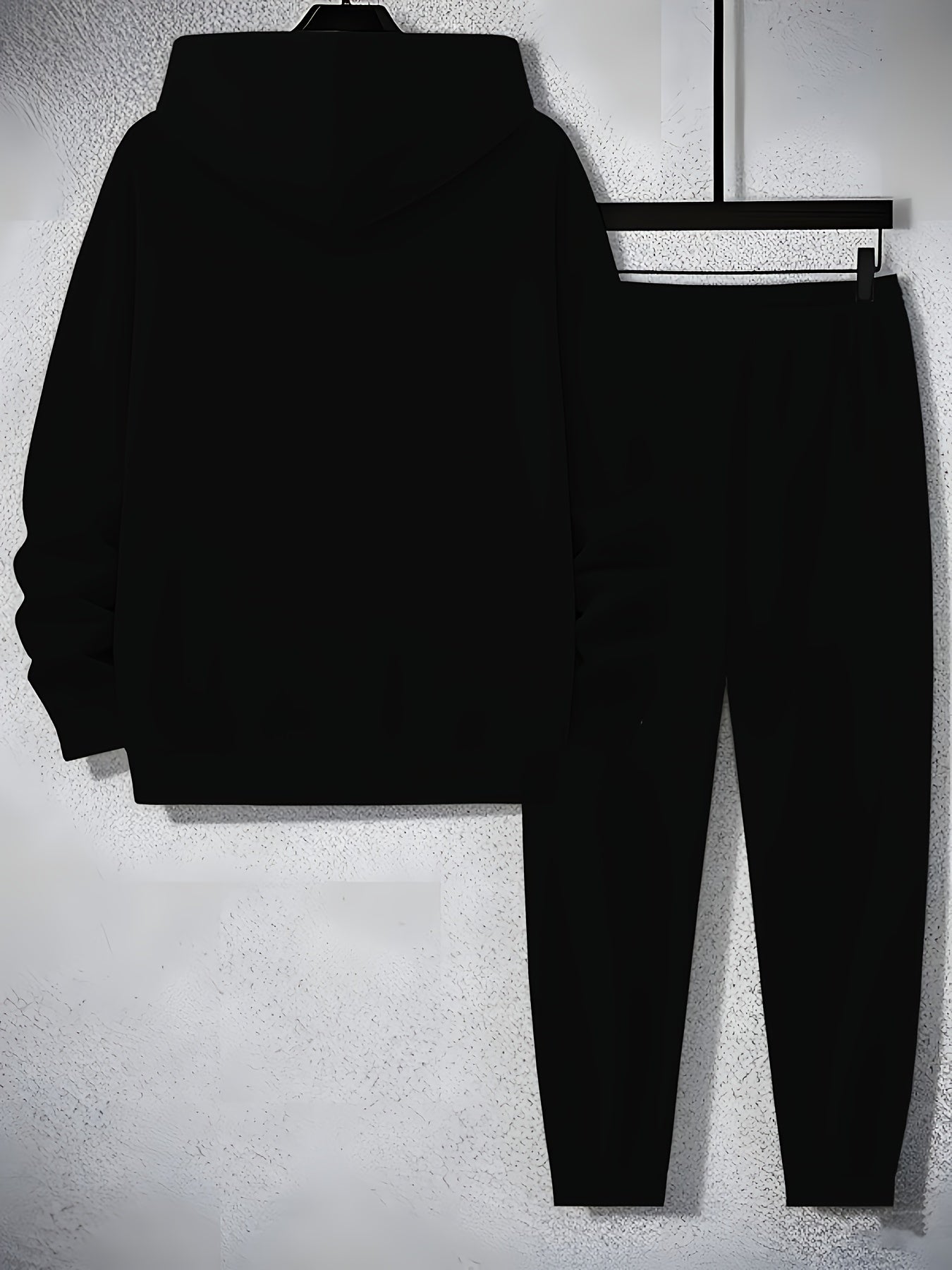 Men'S Casual Hooded Sweatshirt & Jogger Set - Black with White Stripes, Geometric Pattern, Regular Fit, Spring/Fall Essential, Comfortable Casual Attire, Casual Wear|Striped Pattern|Stretch Fabric, Sweater Hoodie, Sweater Pan